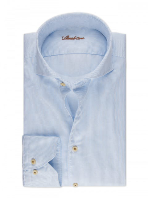 Hemd Slimline hellblau streifen